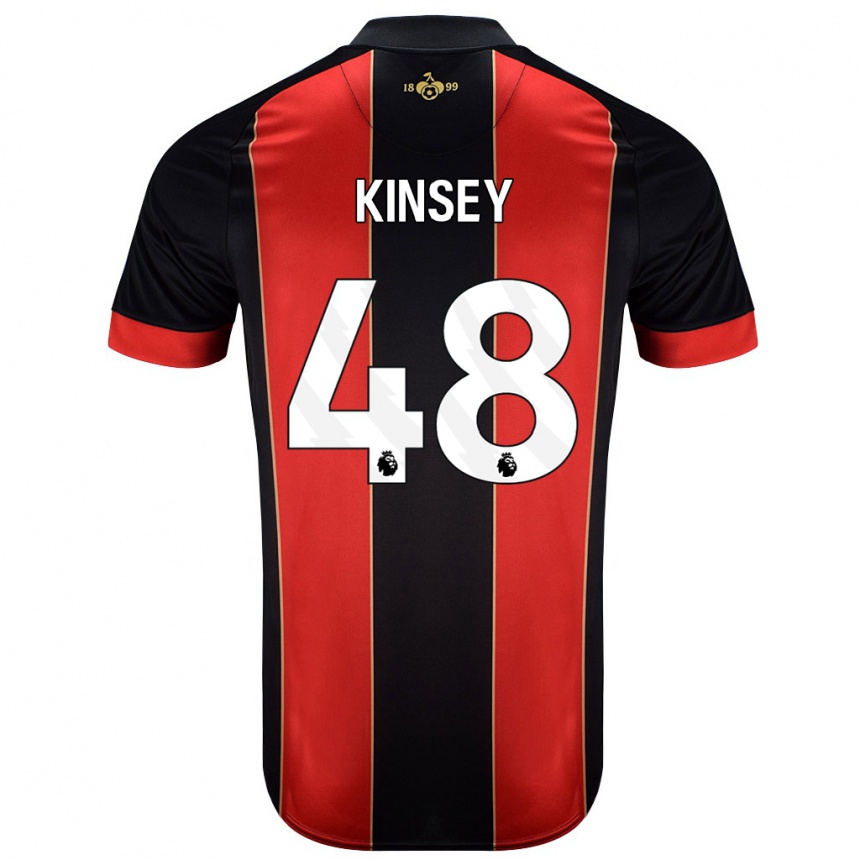 Kids Football Max Kinsey #48 Red Black Home Jersey 2024/25 T-Shirt Uk