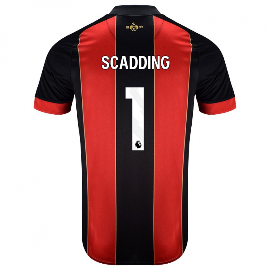 Kids Football Katie Scadding #1 Red Black Home Jersey 2024/25 T-Shirt Uk