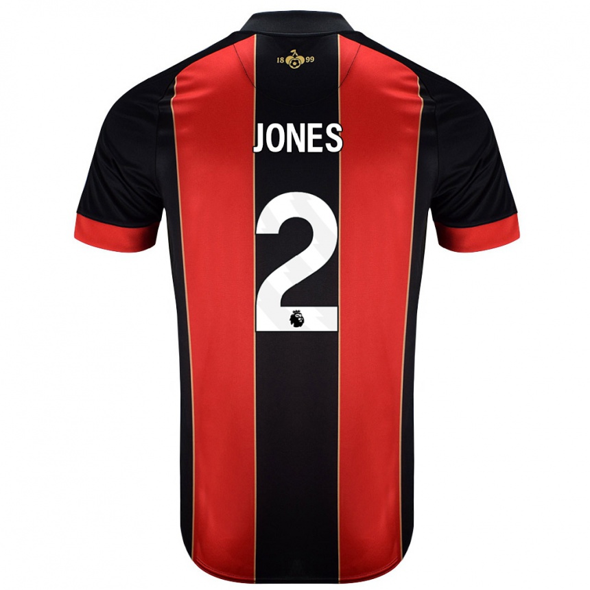 Kids Football Abby Jones #2 Red Black Home Jersey 2024/25 T-Shirt Uk