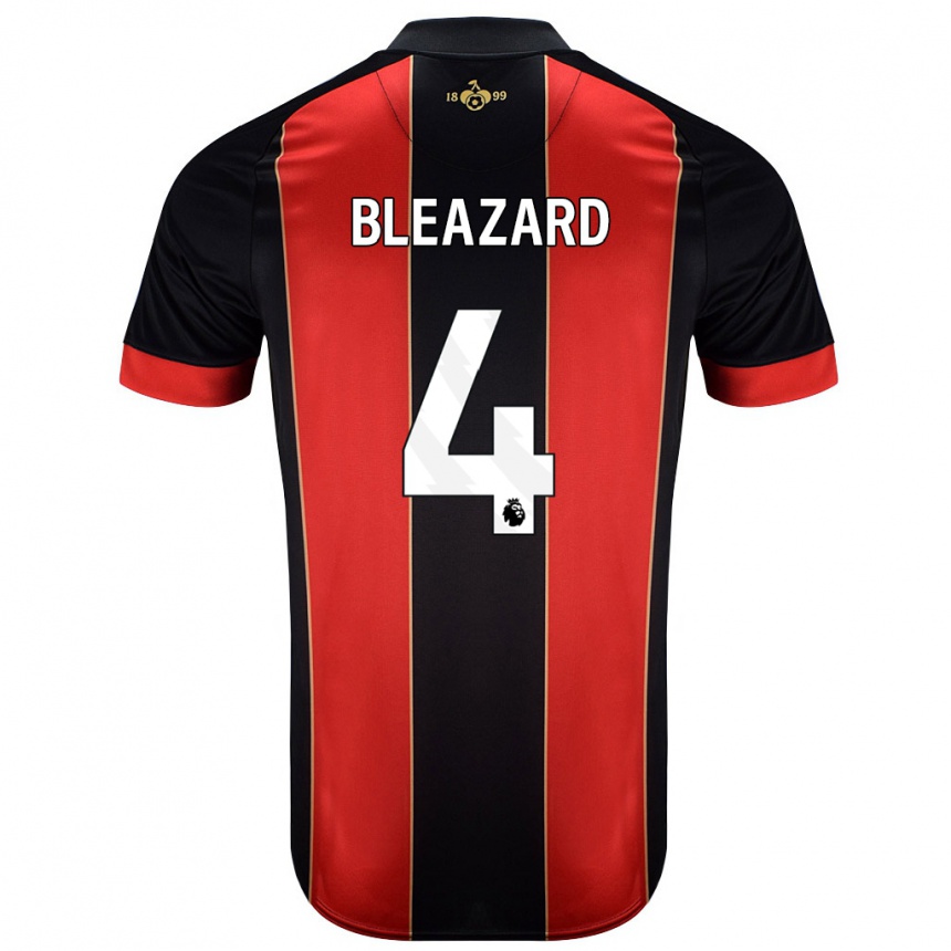 Kids Football Helen Bleazard #4 Red Black Home Jersey 2024/25 T-Shirt Uk