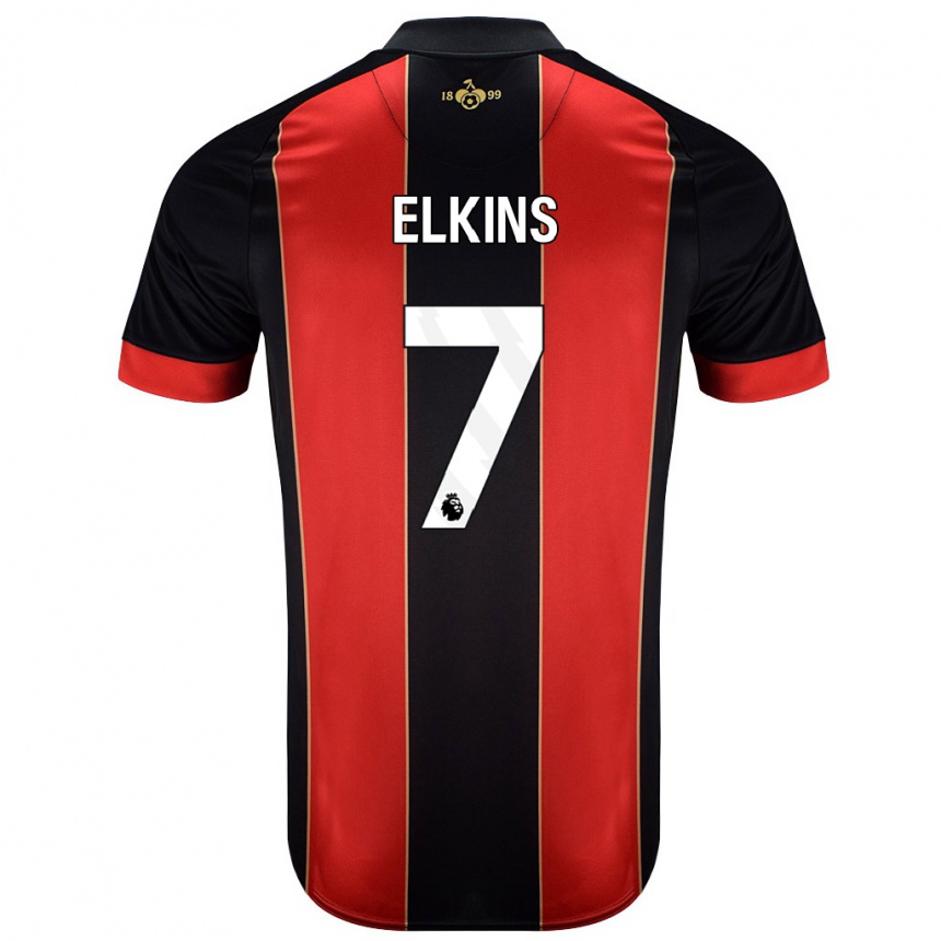 Kids Football Elle Elkins #7 Red Black Home Jersey 2024/25 T-Shirt Uk