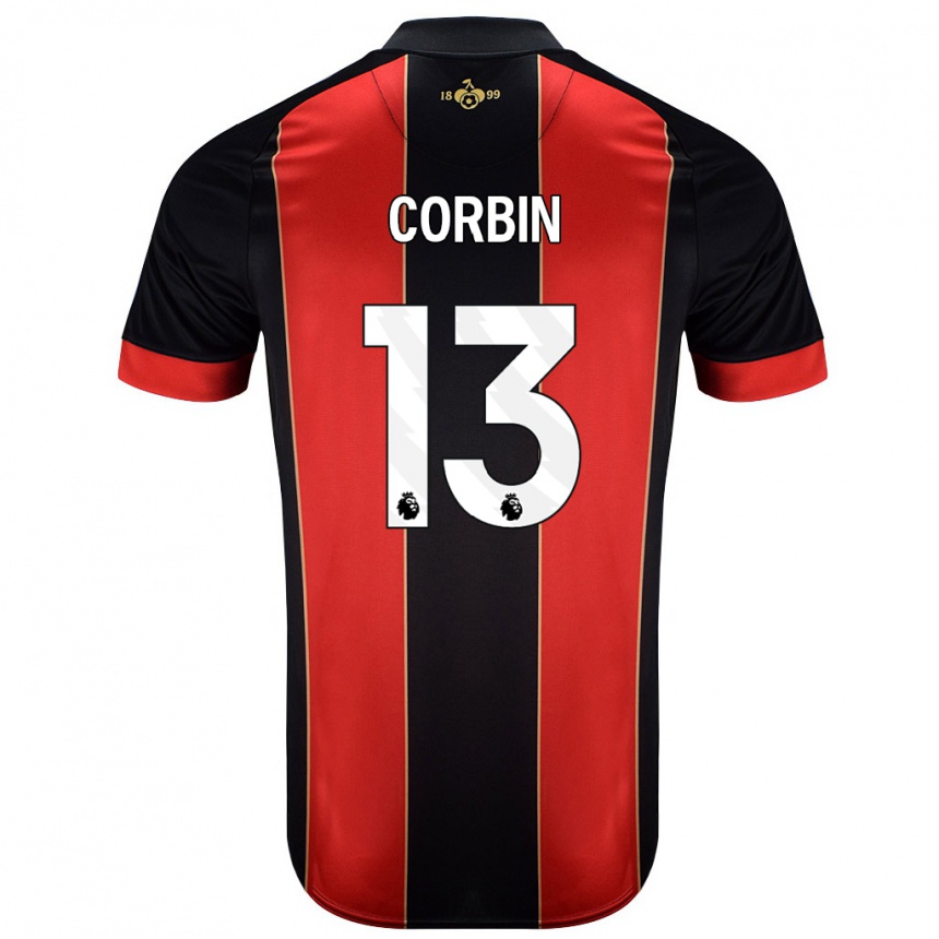 Kids Football Helen Corbin #13 Red Black Home Jersey 2024/25 T-Shirt Uk