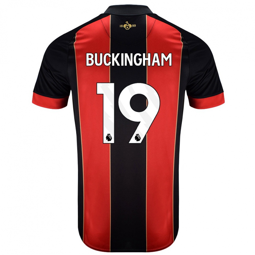 Kids Football Alisha Buckingham #19 Red Black Home Jersey 2024/25 T-Shirt Uk