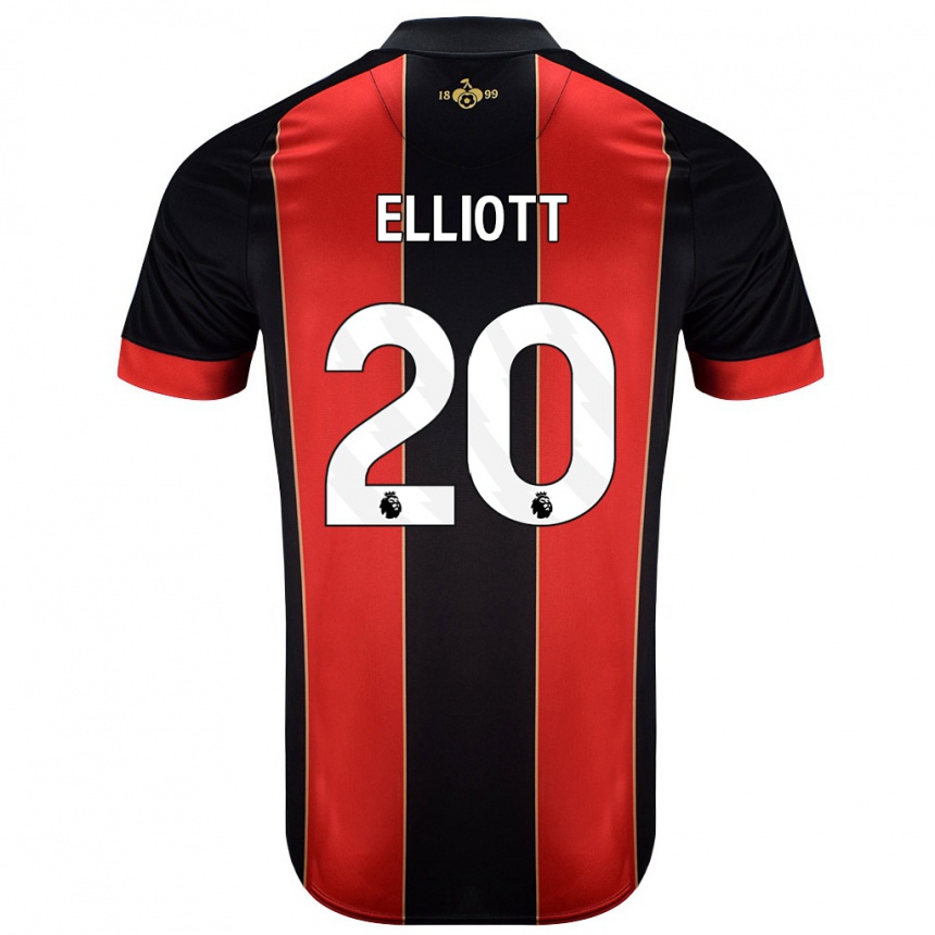 Kids Football Kaitlyn Elliott #20 Red Black Home Jersey 2024/25 T-Shirt Uk