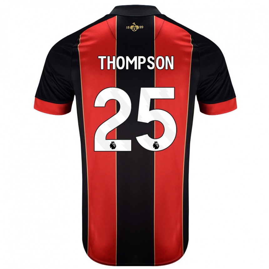 Kids Football Kenni Thompson #25 Red Black Home Jersey 2024/25 T-Shirt Uk