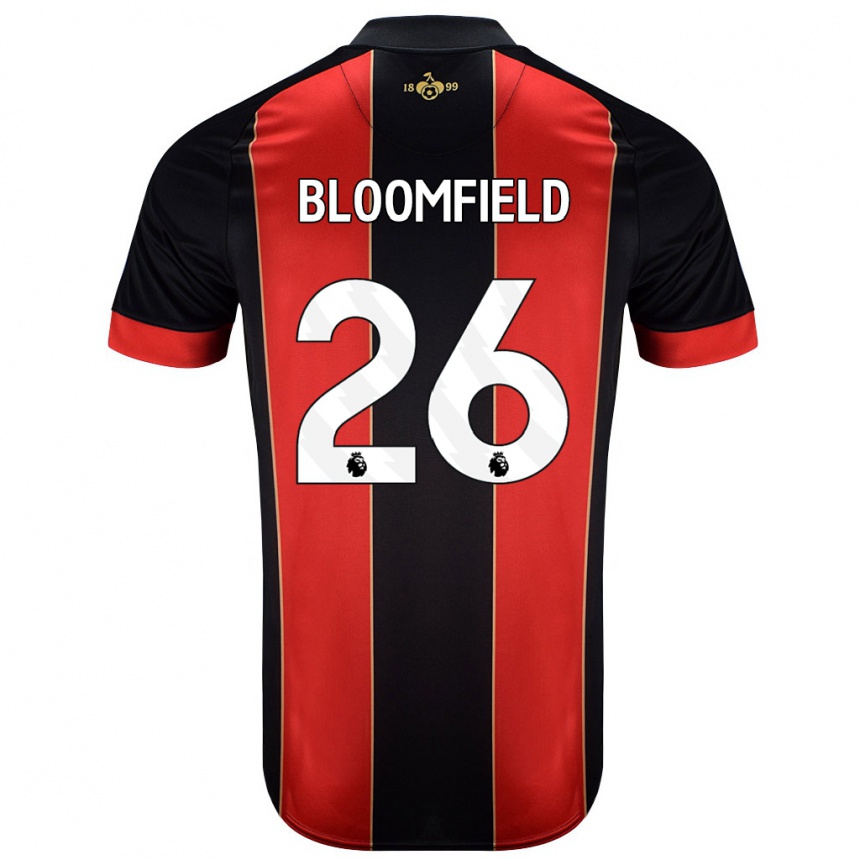 Kids Football Erin Bloomfield #26 Red Black Home Jersey 2024/25 T-Shirt Uk