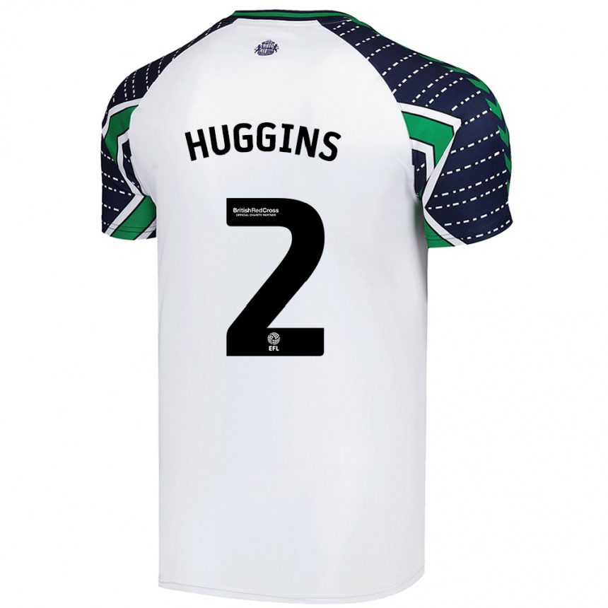 Kids Football Niall Huggins #2 White Away Jersey 2024/25 T-Shirt Uk