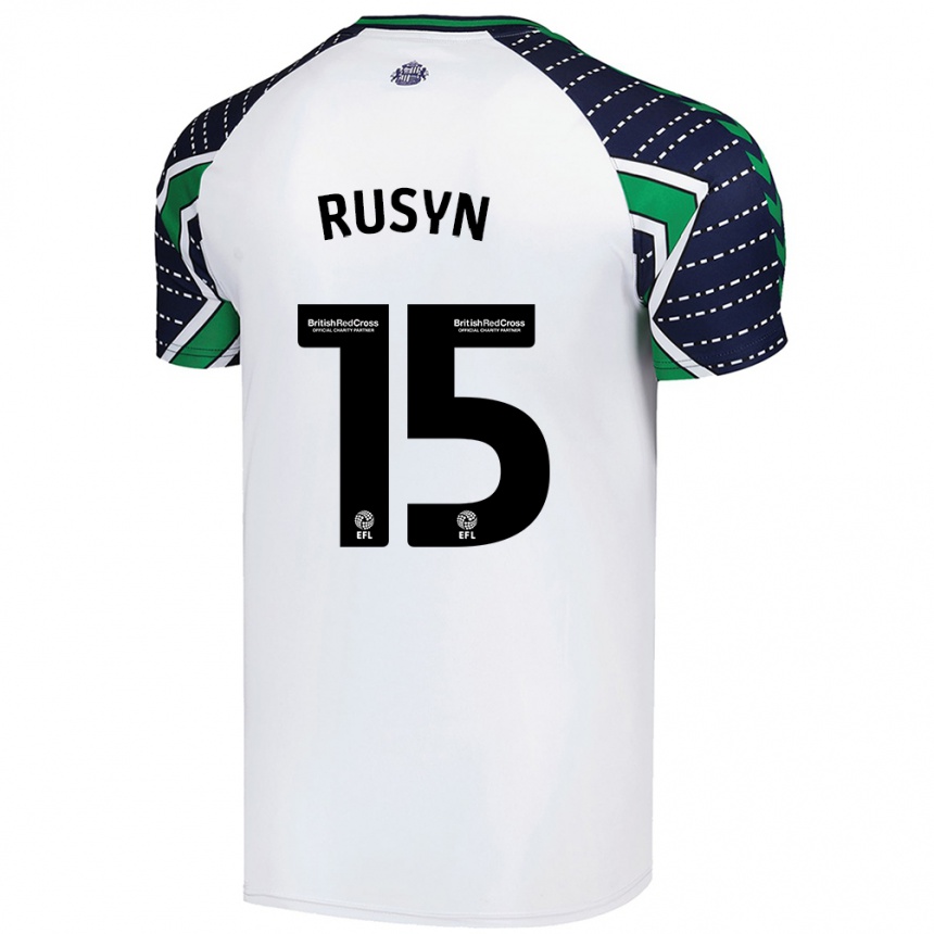 Kids Football Nazariy Rusyn #15 White Away Jersey 2024/25 T-Shirt Uk