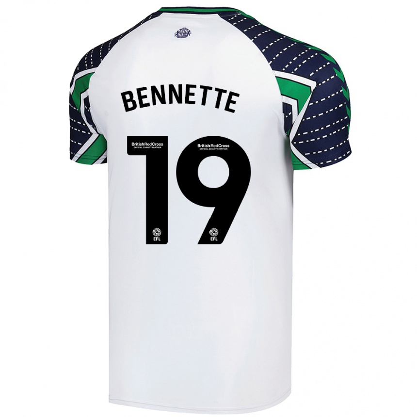 Kids Football Jewison Bennette #19 White Away Jersey 2024/25 T-Shirt Uk