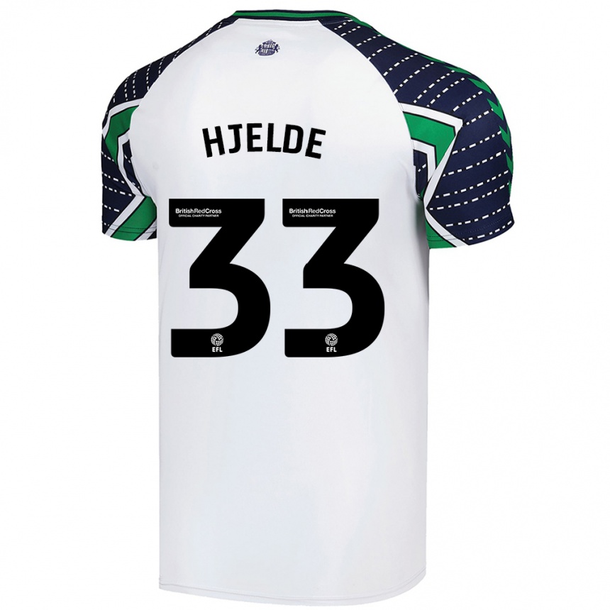 Kids Football Leo Fuhr Hjelde #33 White Away Jersey 2024/25 T-Shirt Uk