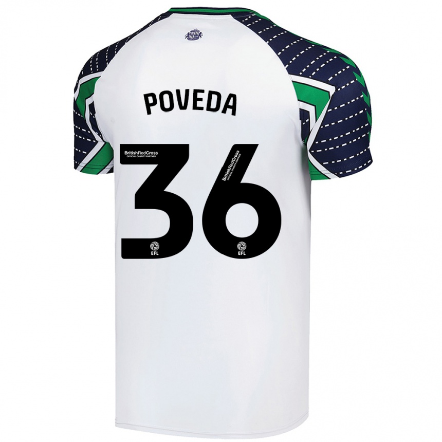 Kids Football Ian Poveda #36 White Away Jersey 2024/25 T-Shirt Uk