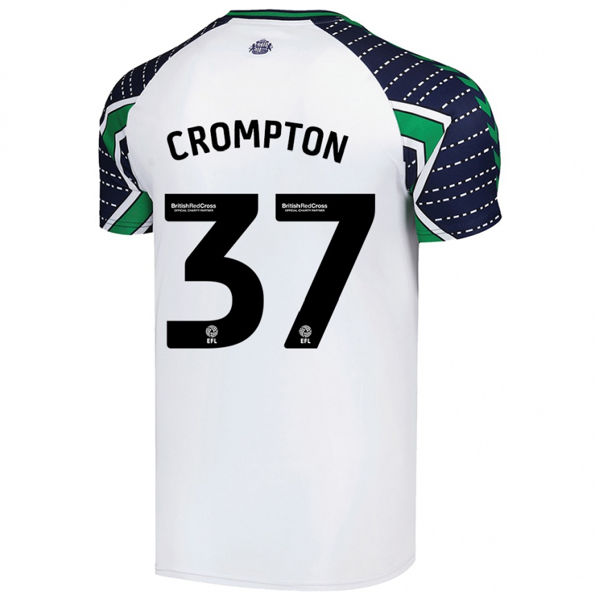 Kids Football Ben Crompton #37 White Away Jersey 2024/25 T-Shirt Uk