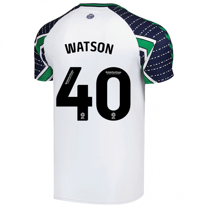 Kids Football Tom Watson #40 White Away Jersey 2024/25 T-Shirt Uk