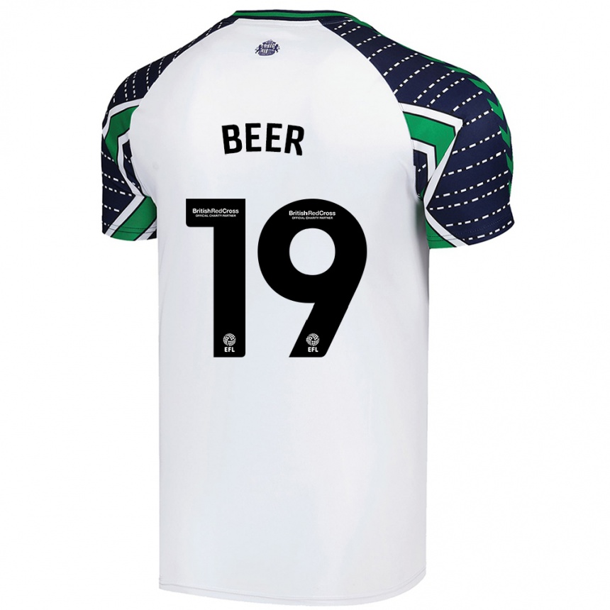 Kids Football Megan Beer #19 White Away Jersey 2024/25 T-Shirt Uk