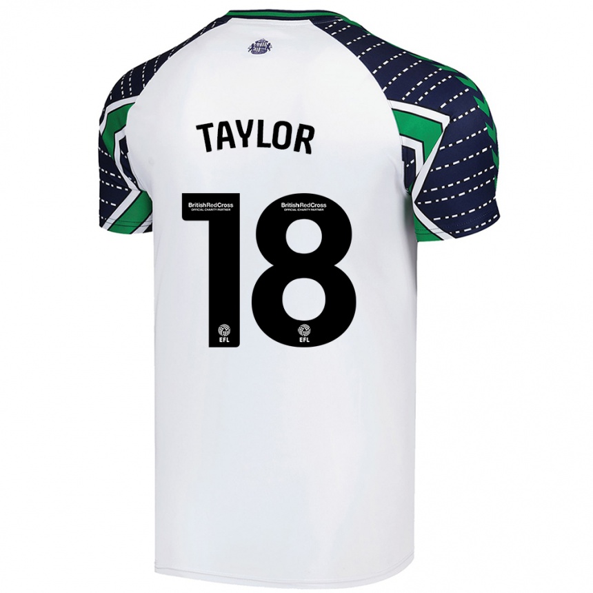 Kids Football Ellis Taylor #18 White Away Jersey 2024/25 T-Shirt Uk