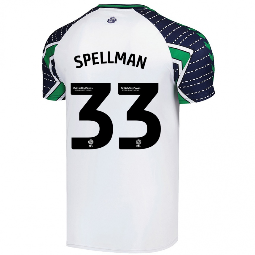 Kids Football Michael Spellman #33 White Away Jersey 2024/25 T-Shirt Uk