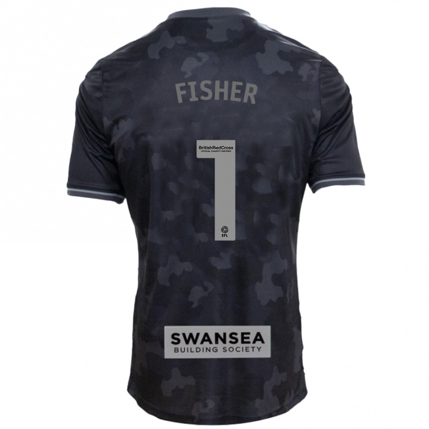 Kids Football Andy Fisher #1 Black Away Jersey 2024/25 T-Shirt Uk