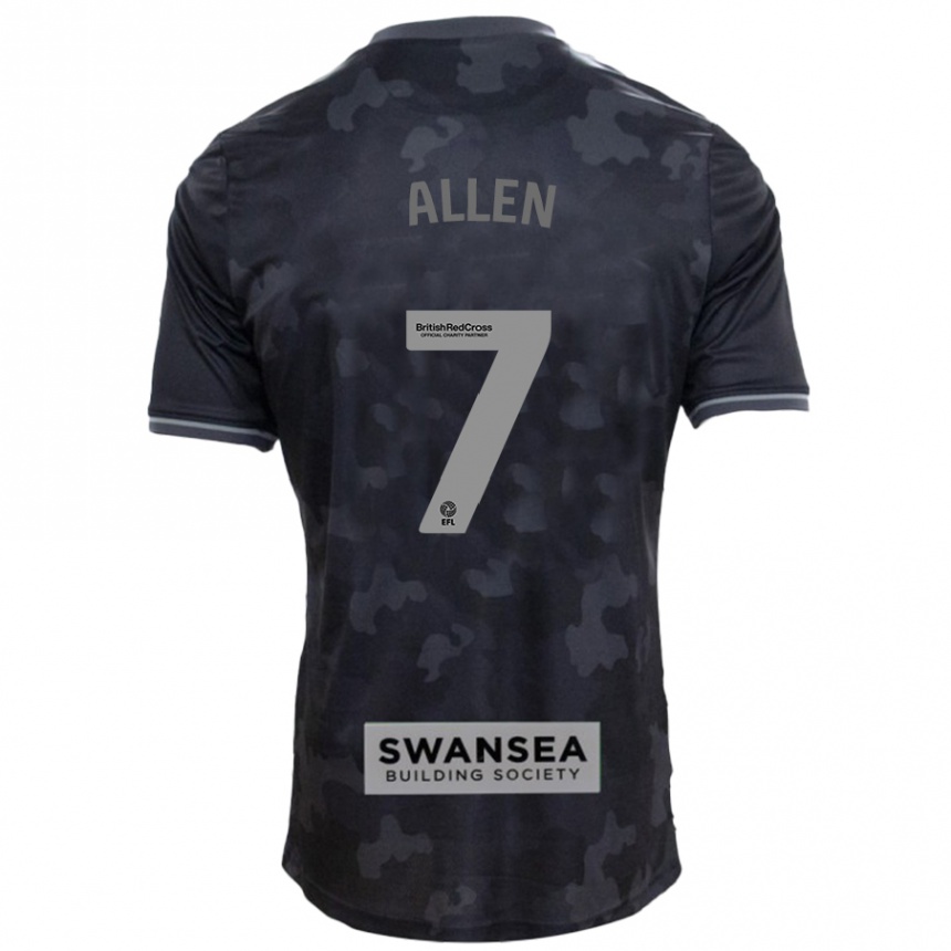 Kids Football Joe Allen #7 Black Away Jersey 2024/25 T-Shirt Uk