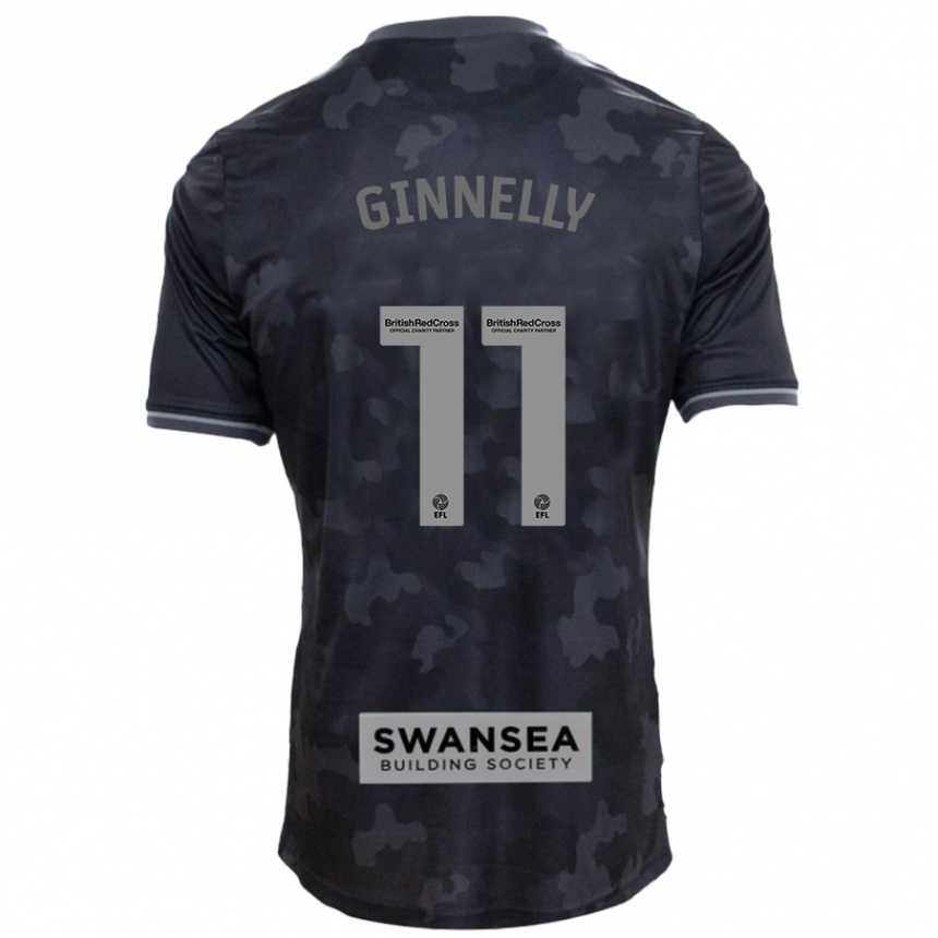 Kids Football Josh Ginnelly #11 Black Away Jersey 2024/25 T-Shirt Uk