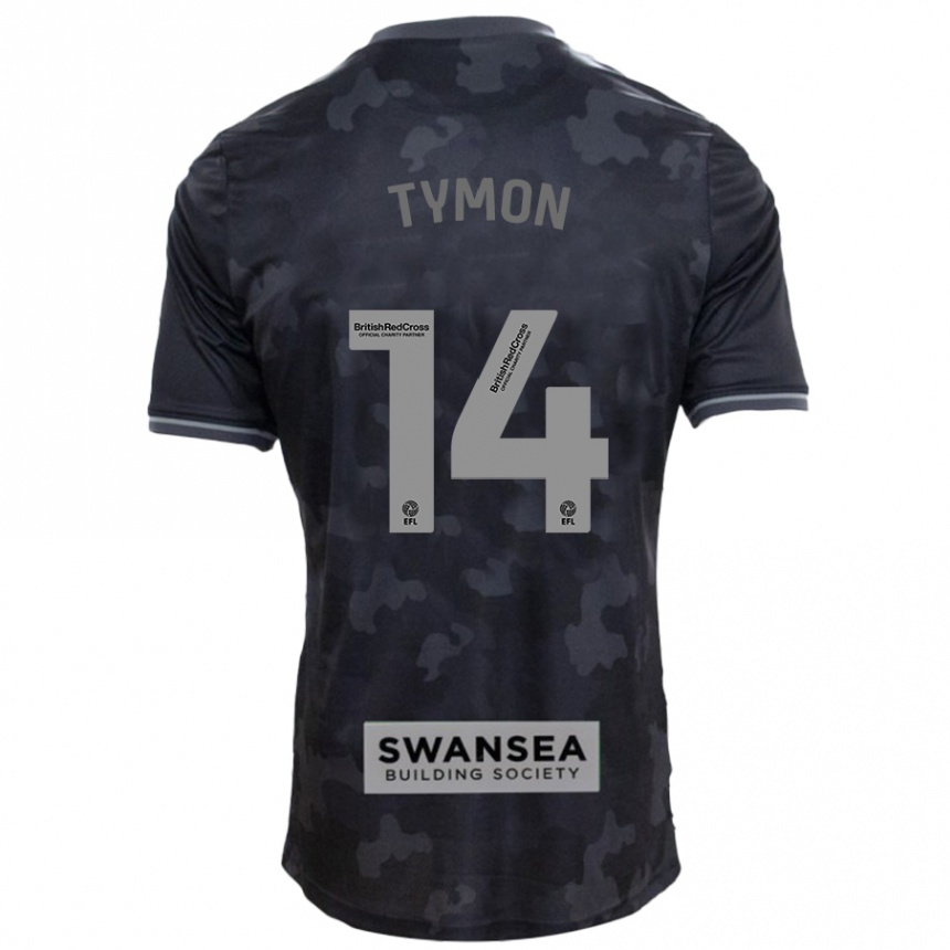 Kids Football Josh Tymon #14 Black Away Jersey 2024/25 T-Shirt Uk