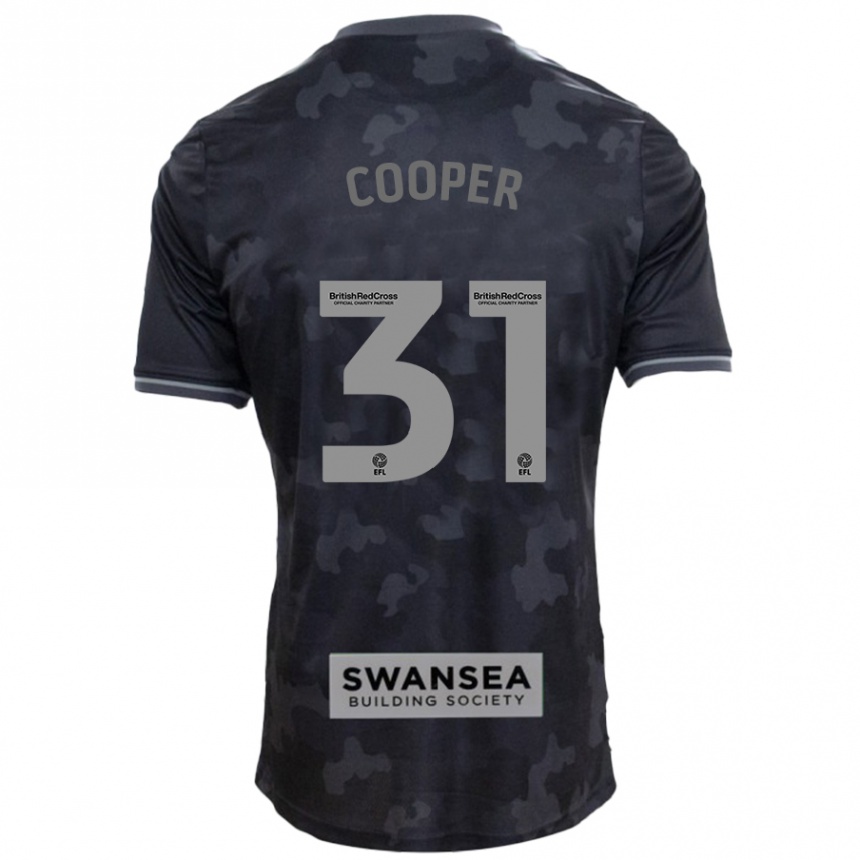 Kids Football Oliver Cooper #31 Black Away Jersey 2024/25 T-Shirt Uk