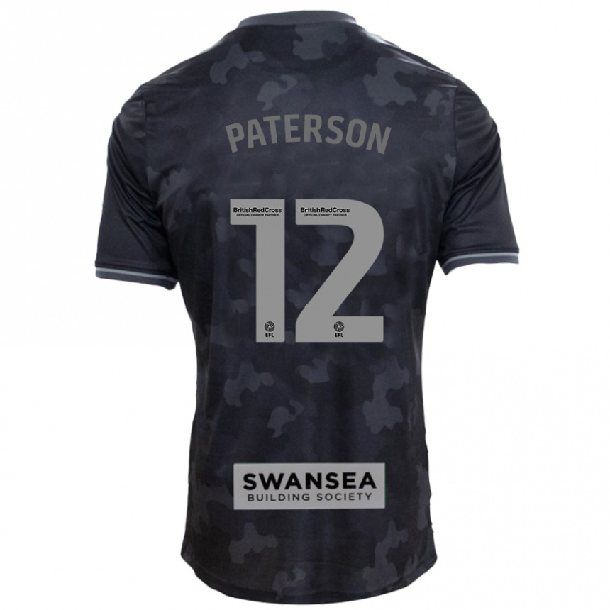 Kids Football Jamie Paterson #12 Black Away Jersey 2024/25 T-Shirt Uk