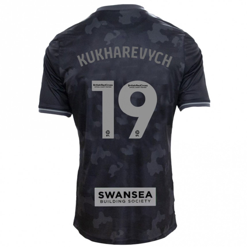 Kids Football Mykola Kukharevych #19 Black Away Jersey 2024/25 T-Shirt Uk