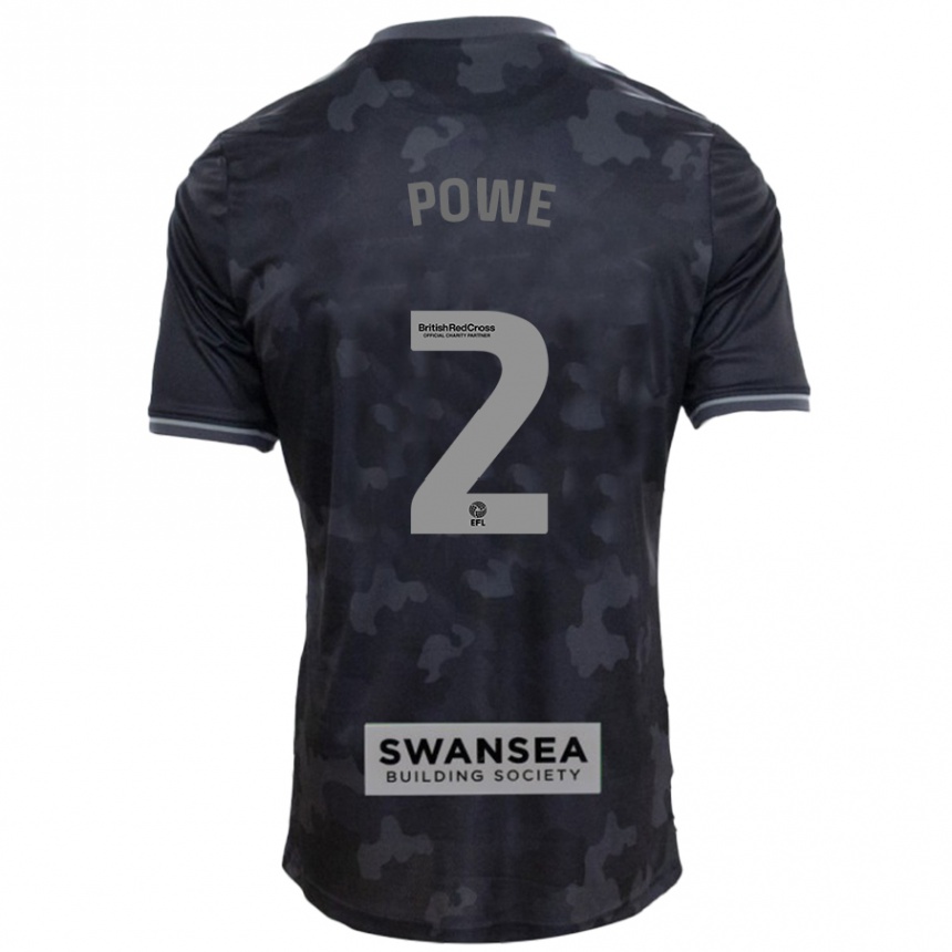 Kids Football Alicia Powe #2 Black Away Jersey 2024/25 T-Shirt Uk