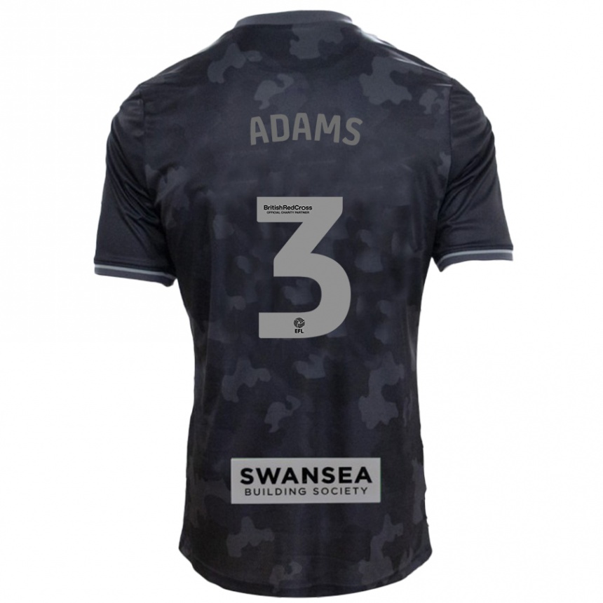 Kids Football Sarah Adams #3 Black Away Jersey 2024/25 T-Shirt Uk