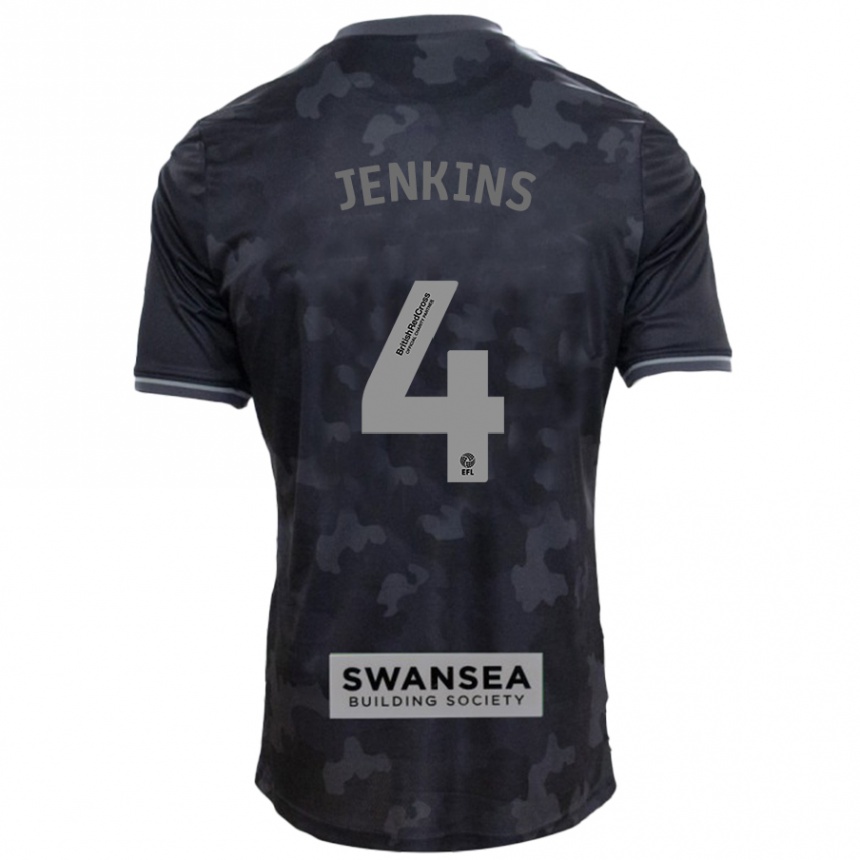 Kids Football Shaunna Jenkins #4 Black Away Jersey 2024/25 T-Shirt Uk