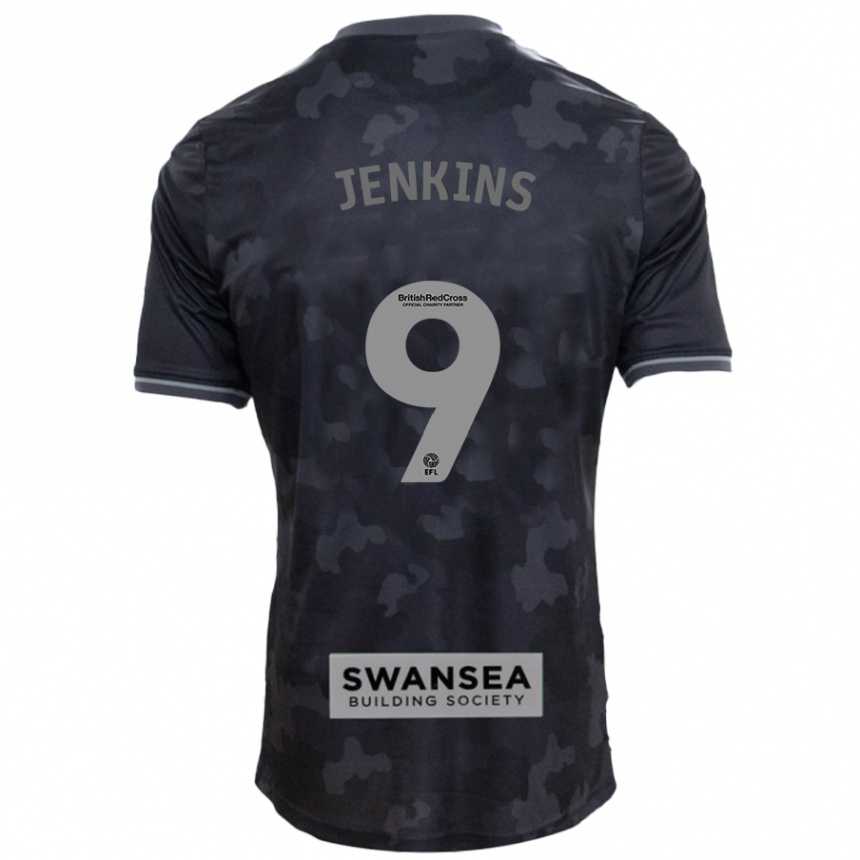 Kids Football Nieve Jenkins #9 Black Away Jersey 2024/25 T-Shirt Uk