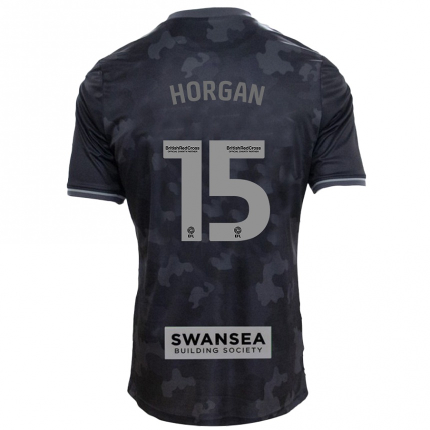 Kids Football Gwenan Horgan #15 Black Away Jersey 2024/25 T-Shirt Uk