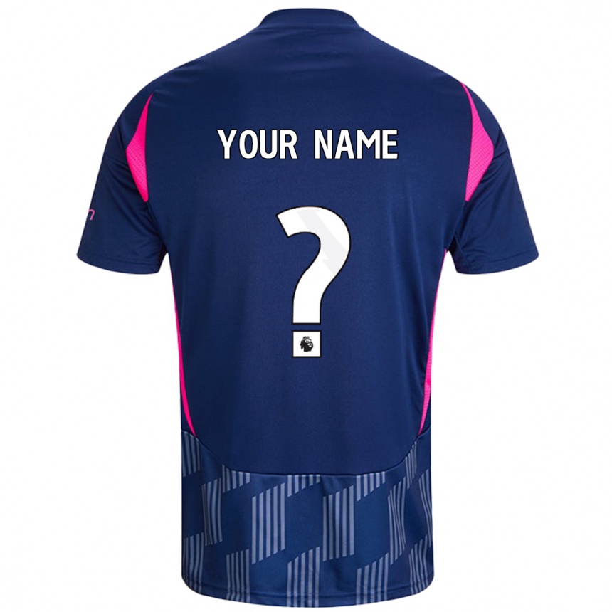 Kids Football Your Name #0 Royal Blue Pink Away Jersey 2024/25 T-Shirt Uk