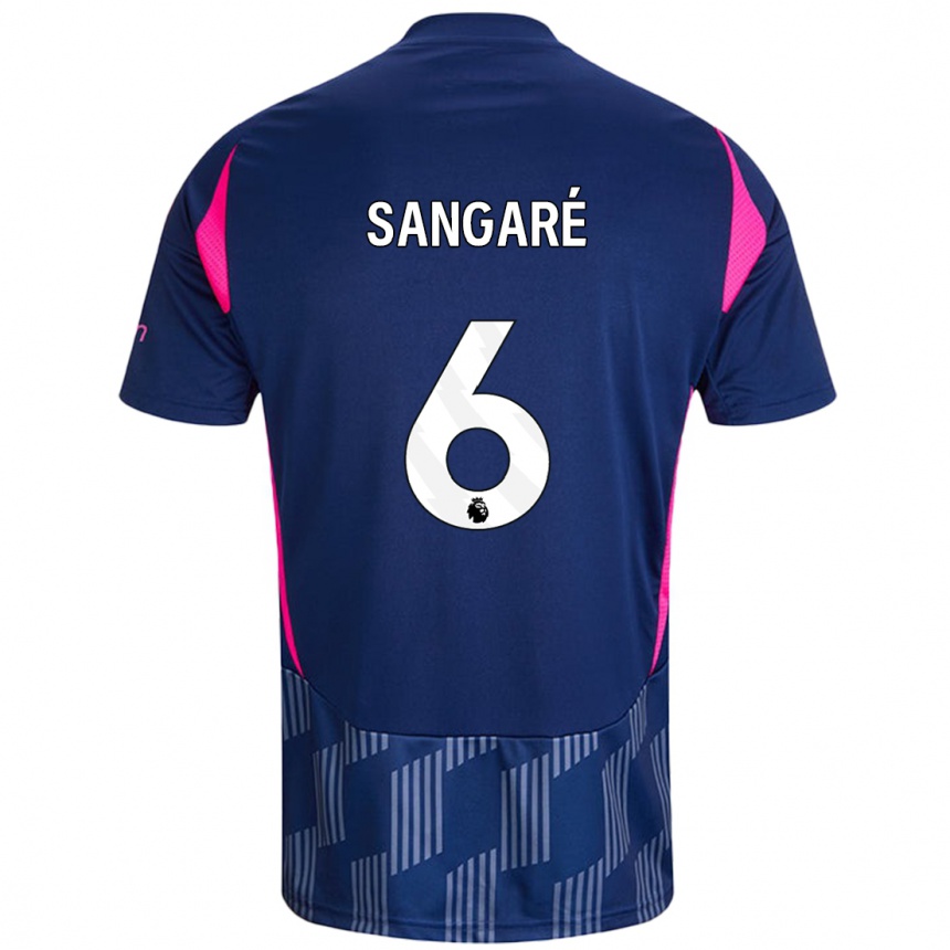 Kids Football Ibrahim Sangaré #6 Royal Blue Pink Away Jersey 2024/25 T-Shirt Uk