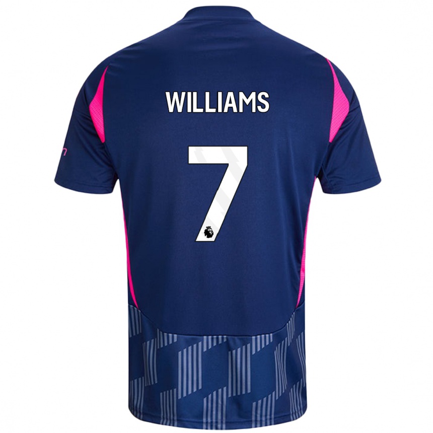 Kids Football Neco Williams #7 Royal Blue Pink Away Jersey 2024/25 T-Shirt Uk