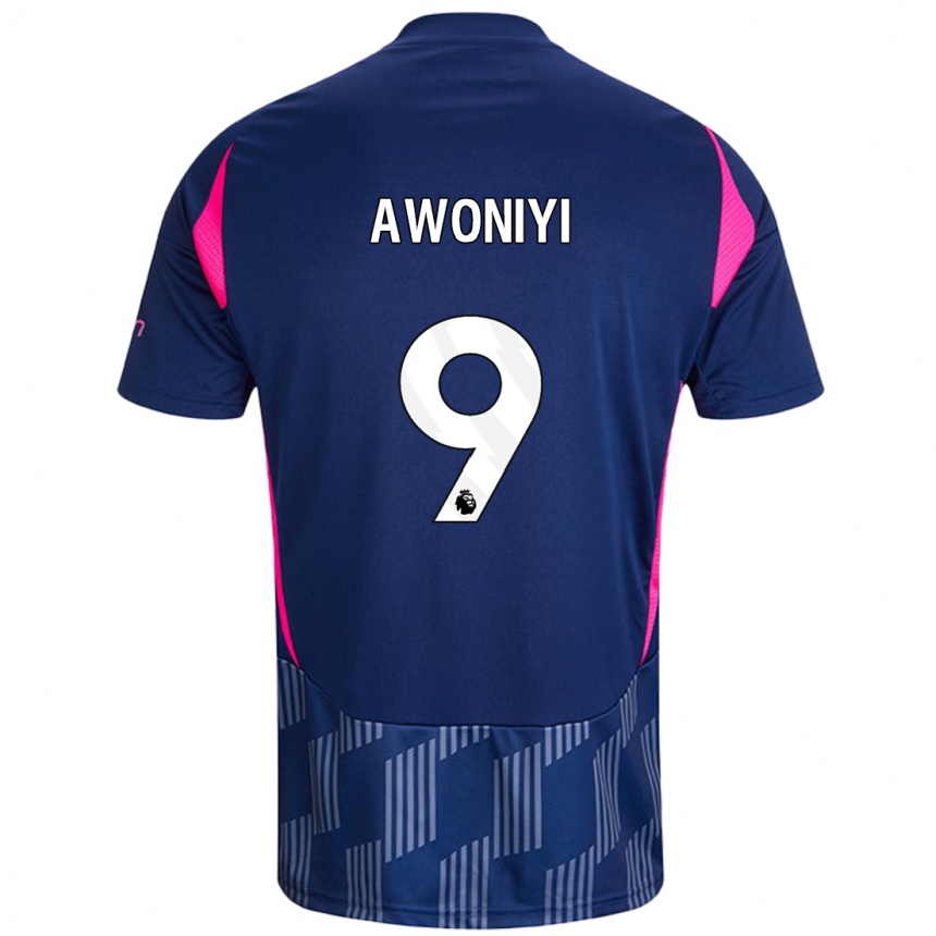 Kids Football Taiwo Awoniyi #9 Royal Blue Pink Away Jersey 2024/25 T-Shirt Uk