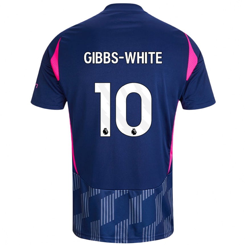 Kids Football Morgan Gibbs-White #10 Royal Blue Pink Away Jersey 2024/25 T-Shirt Uk