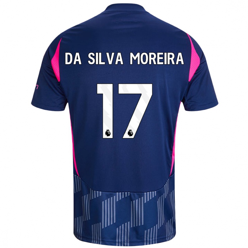 Kids Football Eric Da Silva Moreira #17 Royal Blue Pink Away Jersey 2024/25 T-Shirt Uk