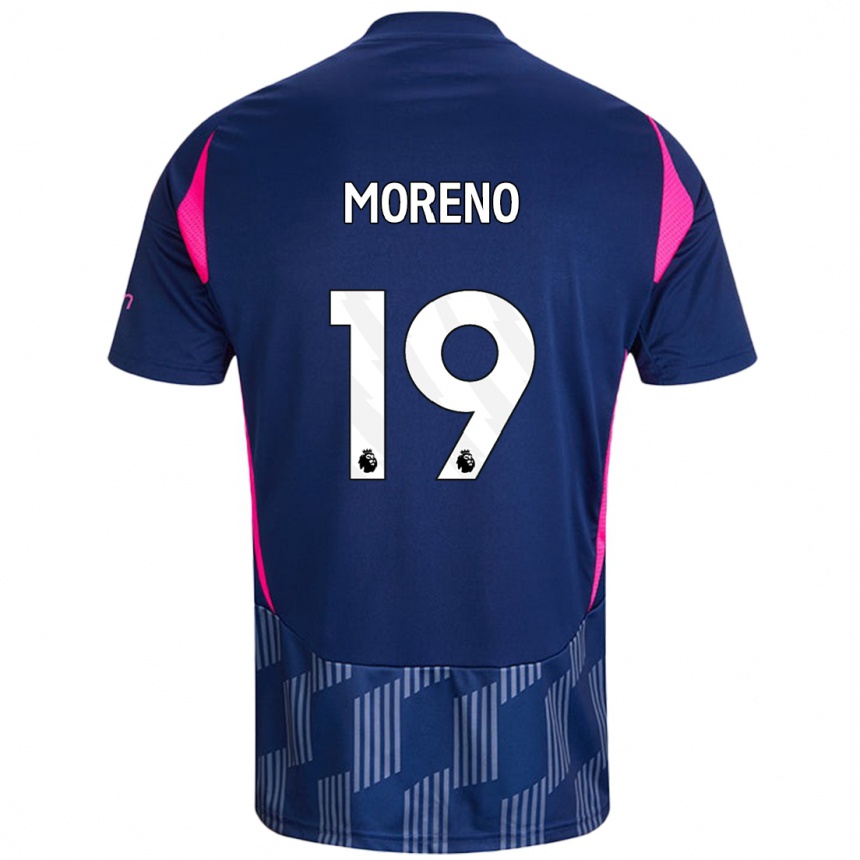 Kids Football Álex Moreno #19 Royal Blue Pink Away Jersey 2024/25 T-Shirt Uk