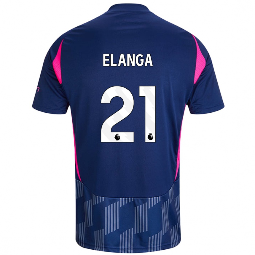 Kids Football Anthony Elanga #21 Royal Blue Pink Away Jersey 2024/25 T-Shirt Uk