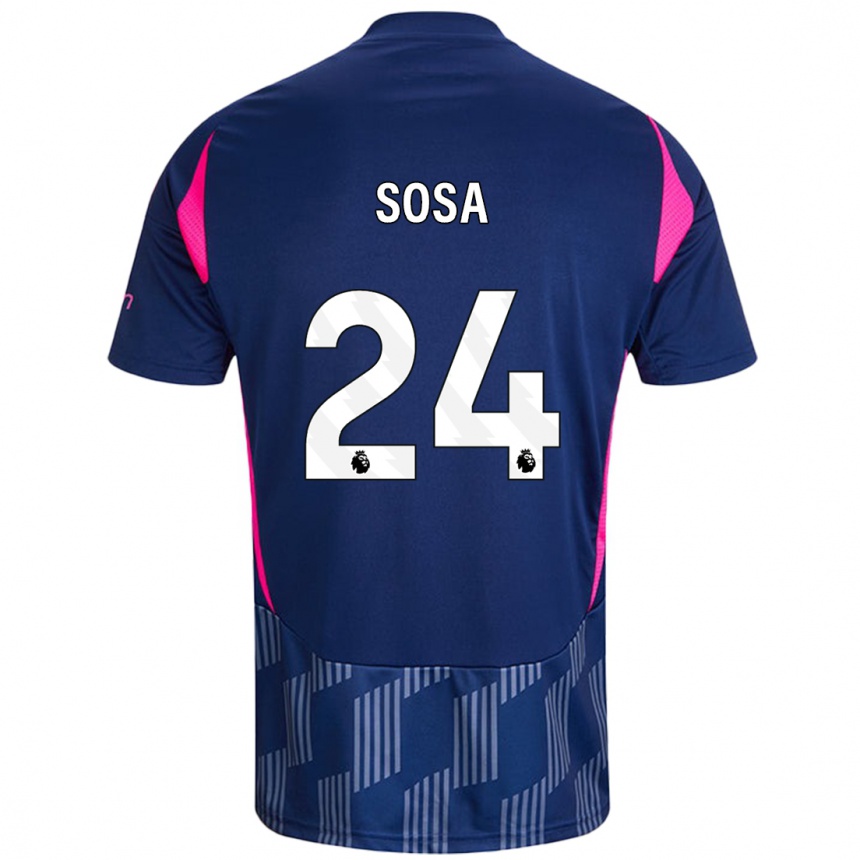 Kids Football Ramón Sosa #24 Royal Blue Pink Away Jersey 2024/25 T-Shirt Uk