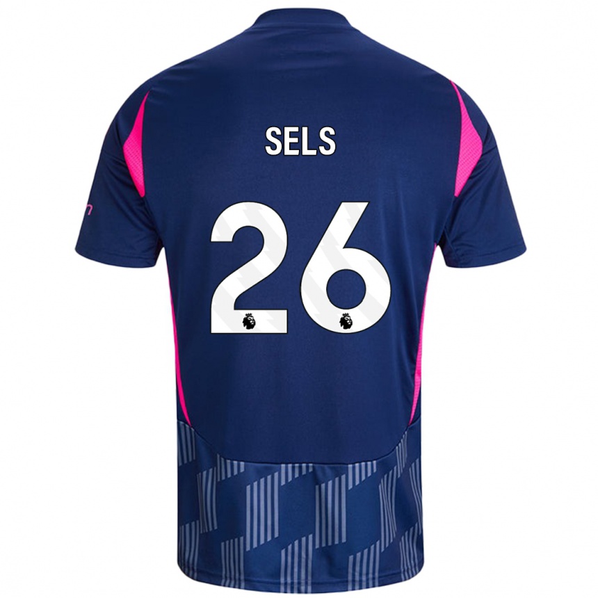 Kids Football Matz Sels #26 Royal Blue Pink Away Jersey 2024/25 T-Shirt Uk