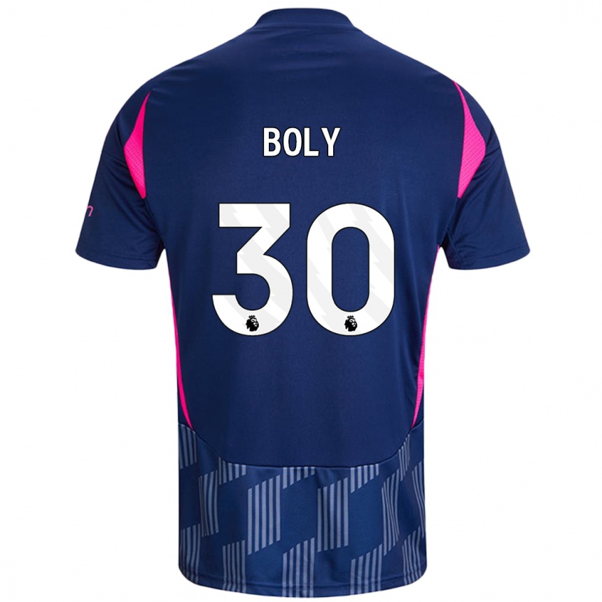 Kids Football Willy Boly #30 Royal Blue Pink Away Jersey 2024/25 T-Shirt Uk