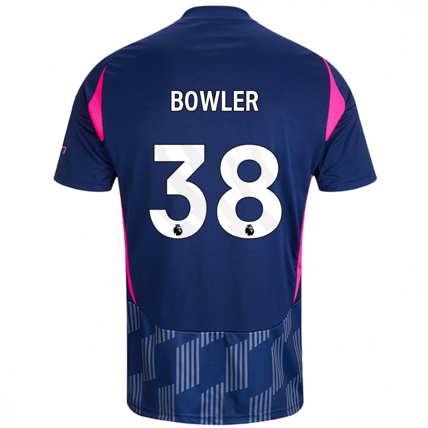 Kids Football Josh Bowler #38 Royal Blue Pink Away Jersey 2024/25 T-Shirt Uk