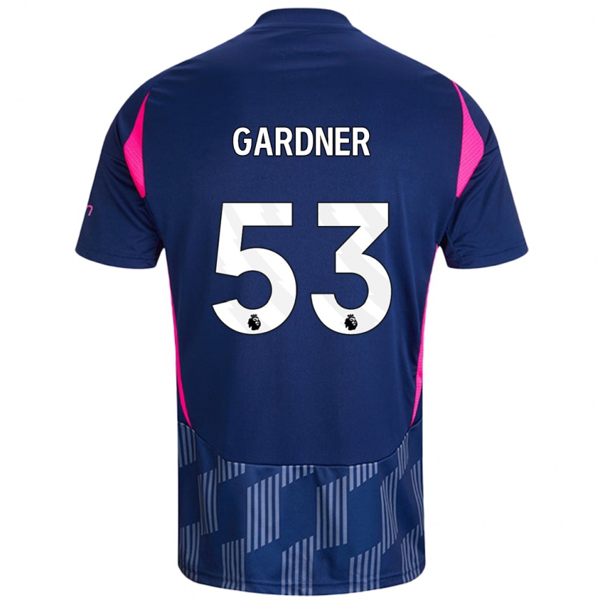 Kids Football Joe Gardner #53 Royal Blue Pink Away Jersey 2024/25 T-Shirt Uk