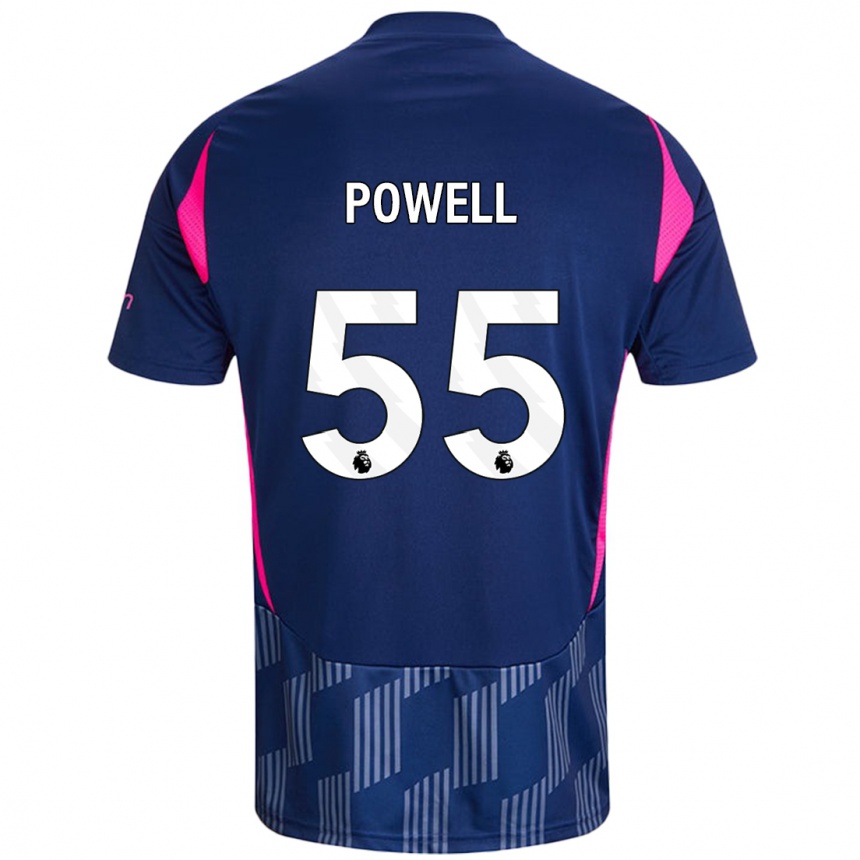 Kids Football Josh Powell #55 Royal Blue Pink Away Jersey 2024/25 T-Shirt Uk