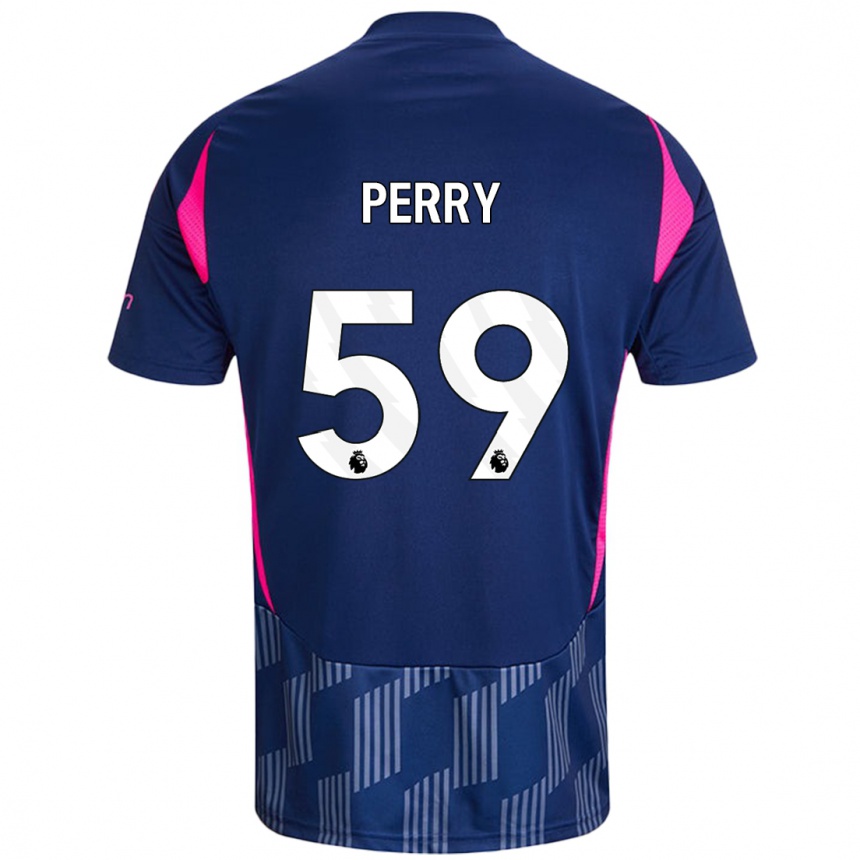 Kids Football Ben Perry #59 Royal Blue Pink Away Jersey 2024/25 T-Shirt Uk