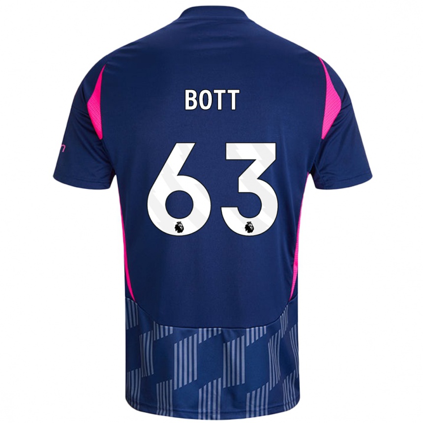 Kids Football Aaron Bott #63 Royal Blue Pink Away Jersey 2024/25 T-Shirt Uk