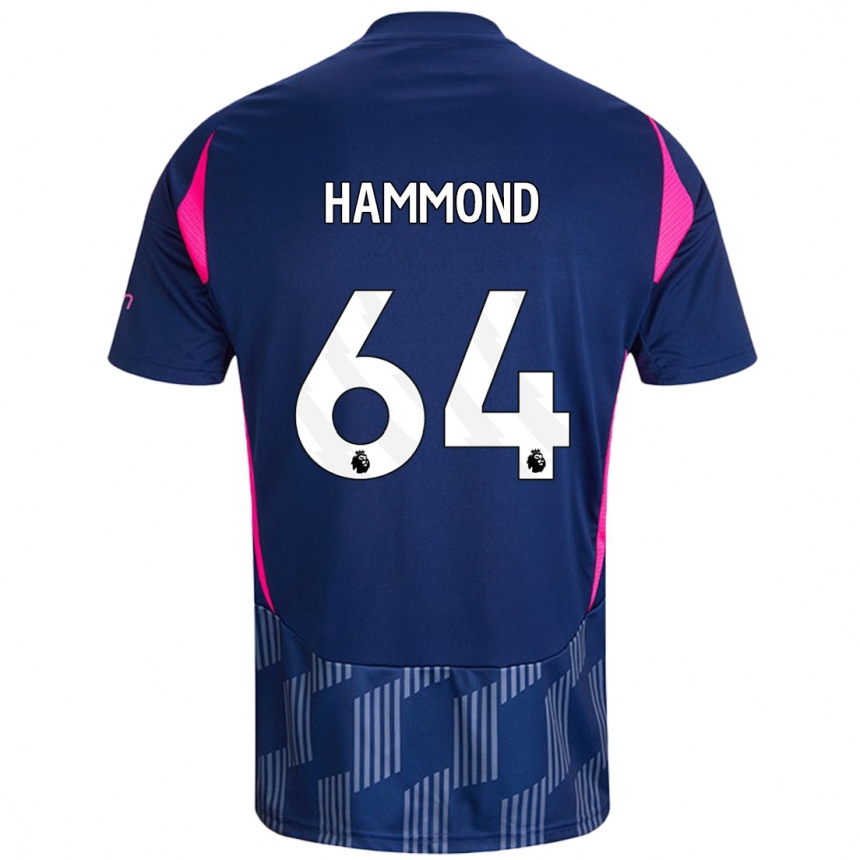 Kids Football Ben Hammond #64 Royal Blue Pink Away Jersey 2024/25 T-Shirt Uk