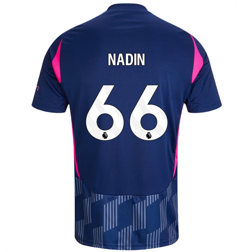 Kids Football Jack Nadin #66 Royal Blue Pink Away Jersey 2024/25 T-Shirt Uk